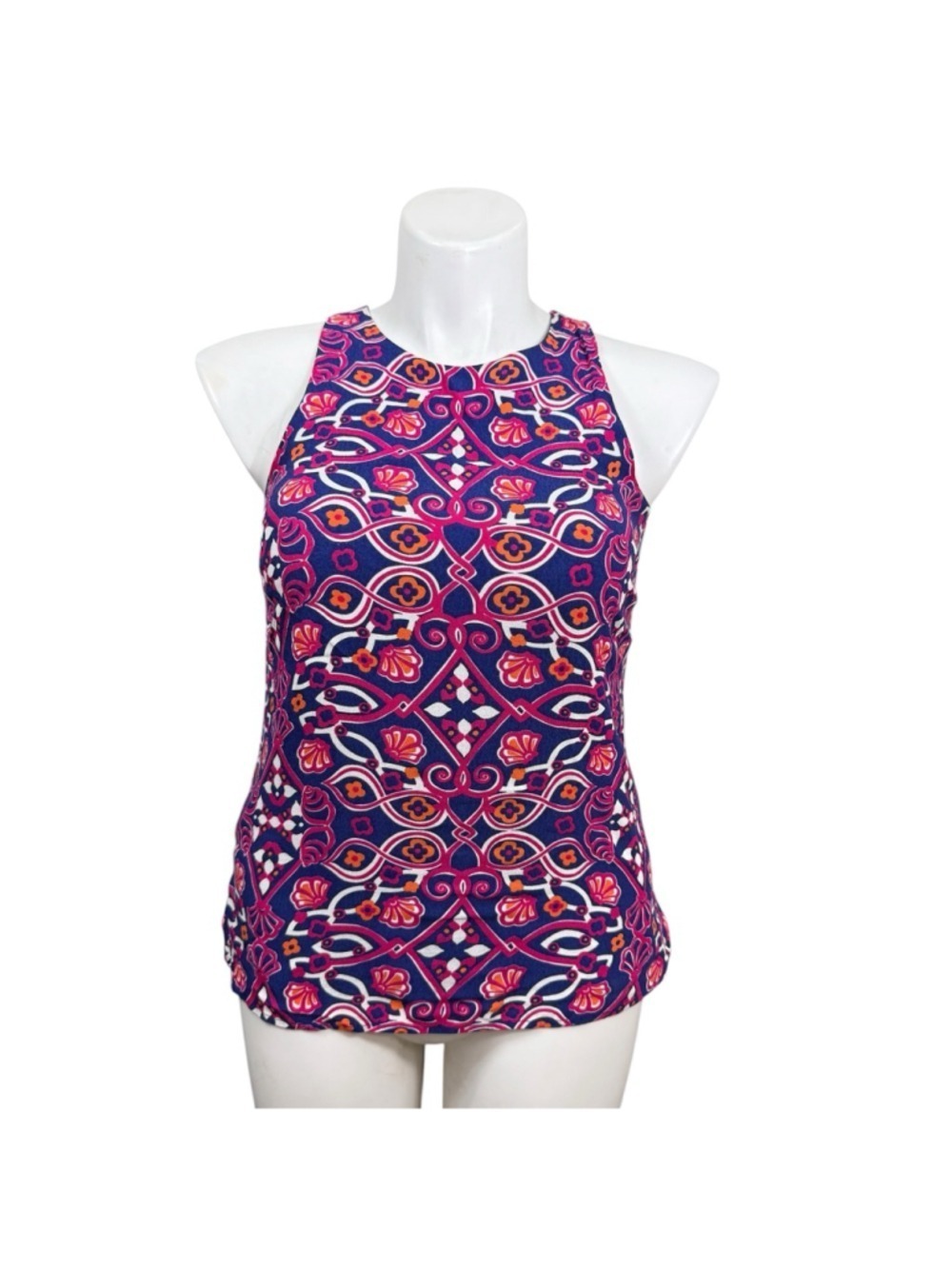 Vineyard Vines Printed Sleeveless Top Size 10 Navy Pink Shell Print